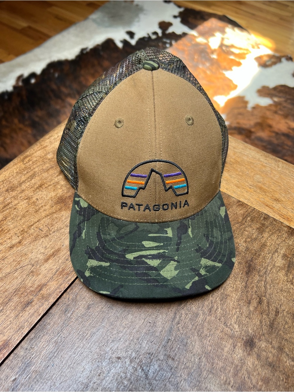 Patagonia Tan Front Camouflage Trucker Hat